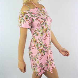 Strappy Cold Shoulder Floral Mini Dress NEW